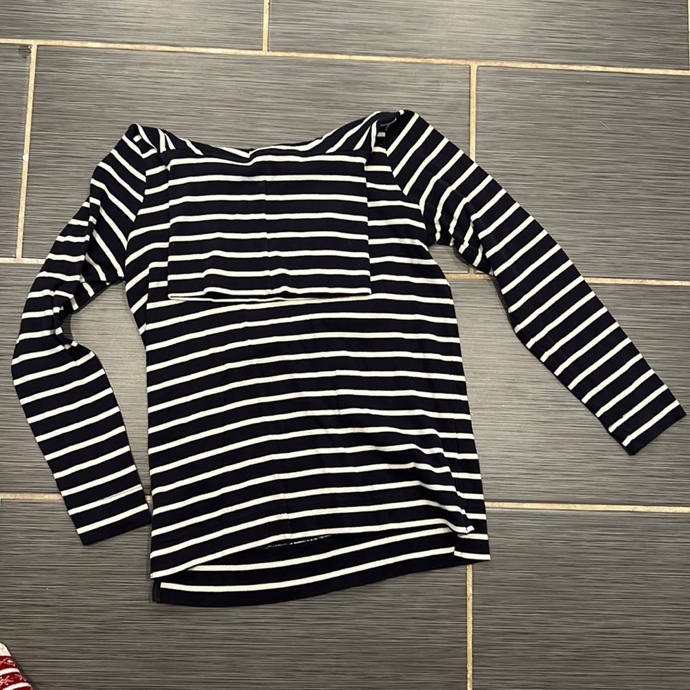 LLBean Striped Cowl Neck Sweatershirt